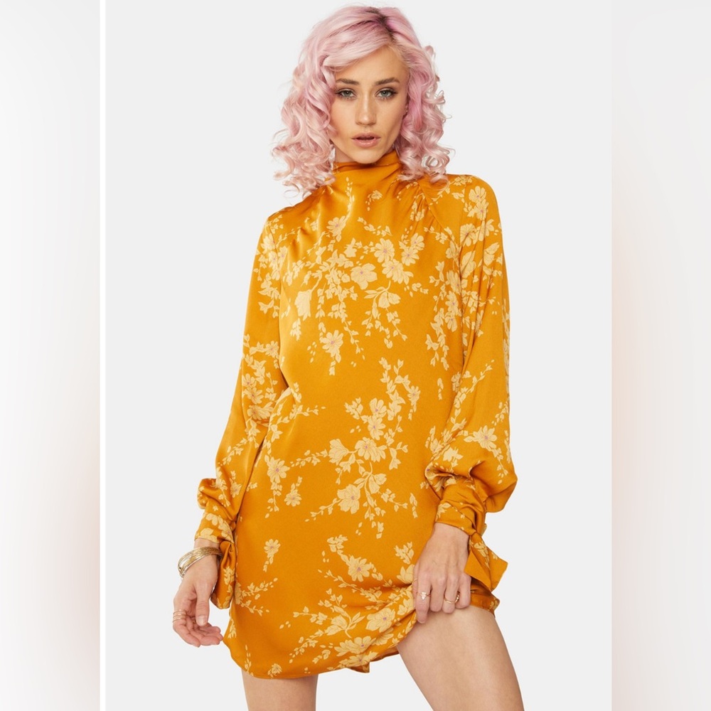 FREE PEOPLE  Aries Mini Dress Golden Combo NWT